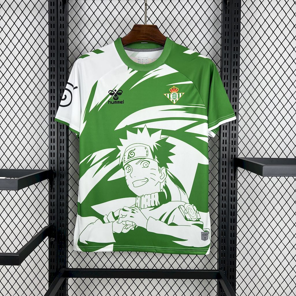 "Camisa Real Betis Naruto 25/26 - Torcedor Masculina Branca e Verde - Netmantos"