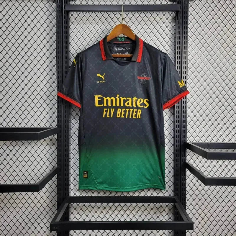 Camisa AC Milan x Off-White™ Fourth 25/26 - Torcedor Masculina Preta - Netmantos