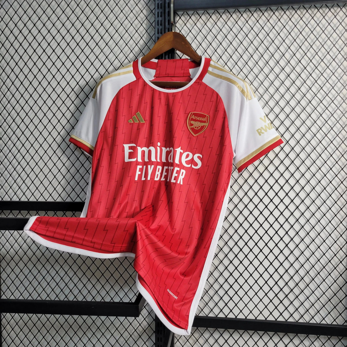 Camisa Arsenal Home 23/24 - Torcedor Masculina Vermelha e Dourada - Netmantos