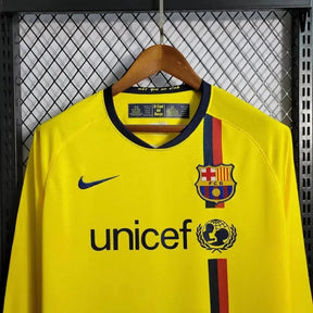 Camisa Barcelona Away Retrô 2008/09 - Torcedor Masculina Amarela Manga Longa - Netmantos