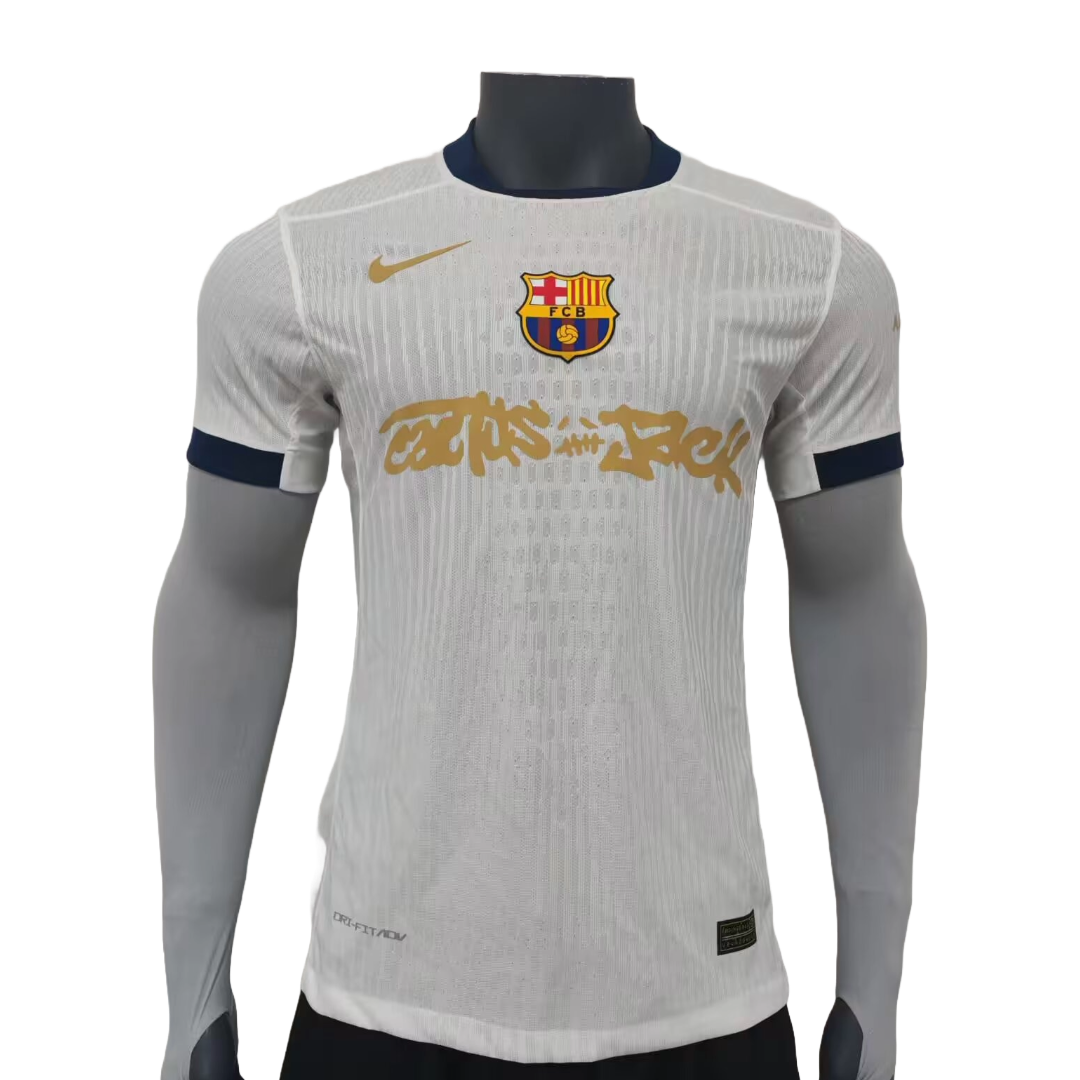 TRAVIS SCOTT 25/26 Barcelona Shirt - Men's Player White and Gold