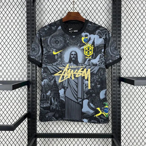 Camisa Brasil x STUSSY Cristo Redentor - Torcedor Masculina Preta - Netmantos