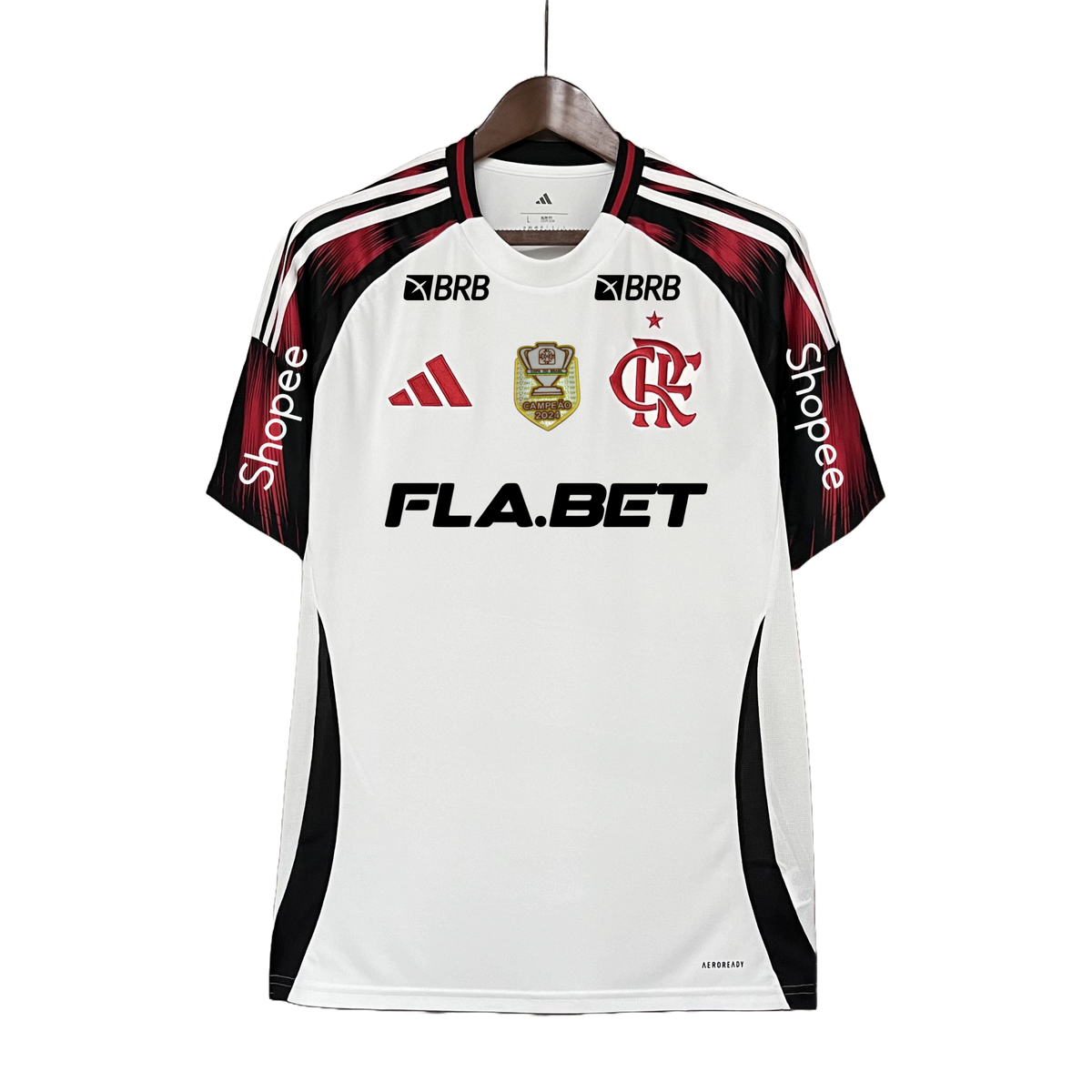 Flamengo Away Shirt 25/26 - Men's White Fan Shirt + Sponsorships + Patch Copa Brasil 2024
