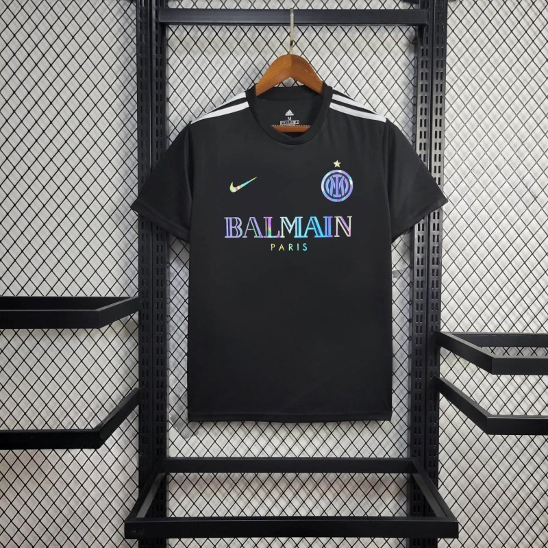 BALMAIN Inter Milan Fan Shirt - Men's Reflective Black