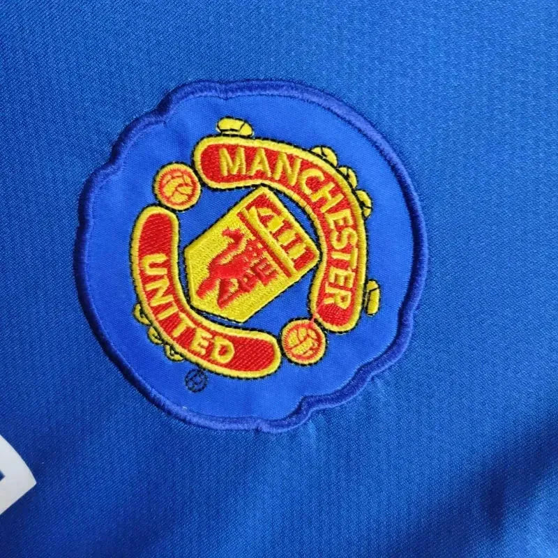 Camisa Manchester United Away Retrô 2008/09 - Torcedor Masculina Azul Manga Longa - Netmantos