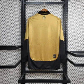 Camisa Manchester United Edição 100 Anos Retrô 2001/02 - Torcedor Masculina Branco, Preto e Dourado Manga Longa - Dupla Face - Netmantos