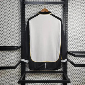 Camisa Manchester United Edição 100 Anos Retrô 2001/02 - Torcedor Masculina Branco, Preto e Dourado Manga Longa - Dupla Face - Netmantos