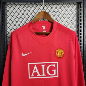 Camisa Manchester United Home Retrô 2007/08 - Torcedor Masculina Vermelha Manga Longa - Netmantos