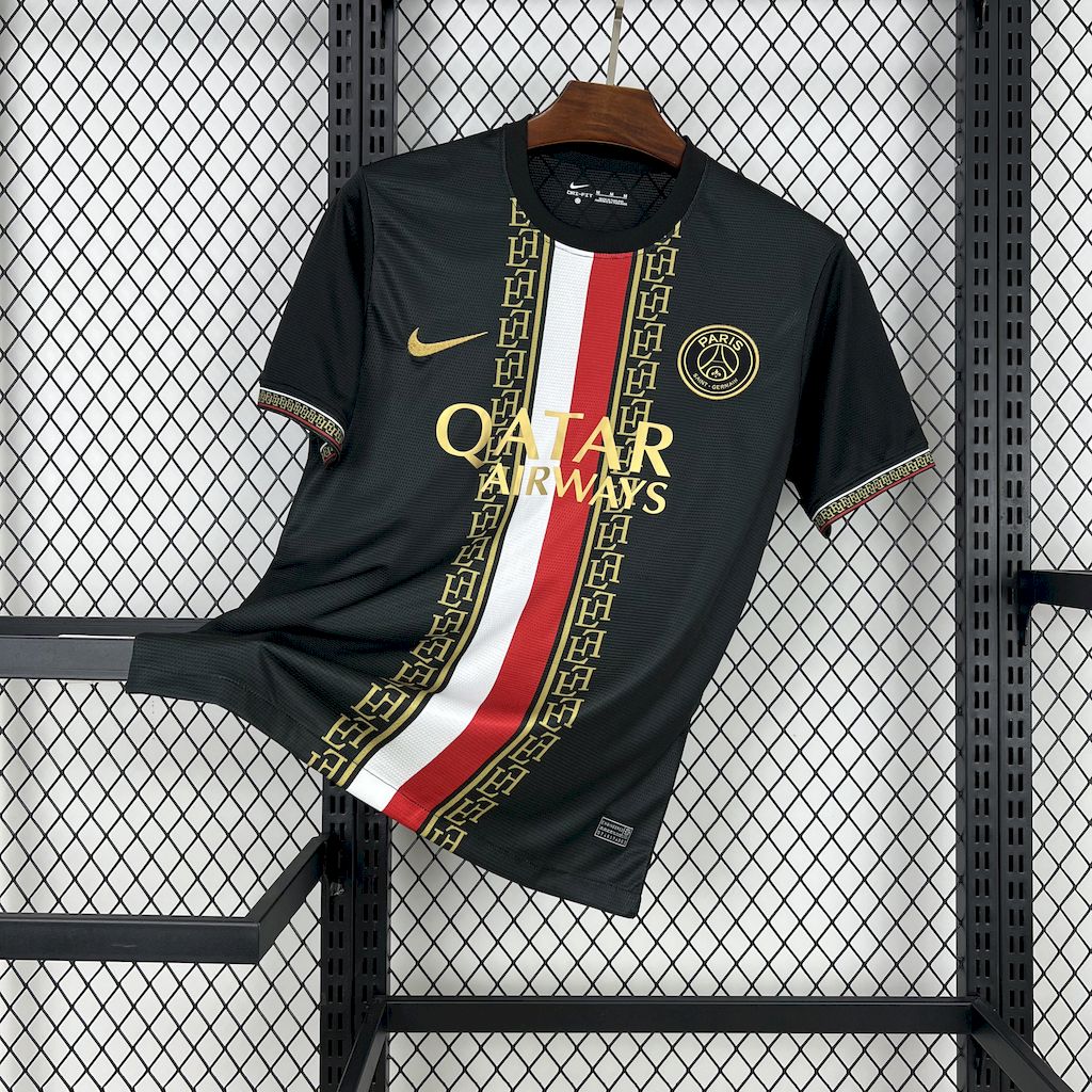 PSG Special Edition 25/26 Men's Fan Shirt Black and Gold