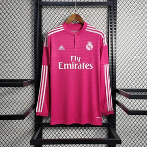 Camisa Real Madrid Away Retrô 2014/15 - Torcedor Masculina Rosa Manga Longa - Netmantos