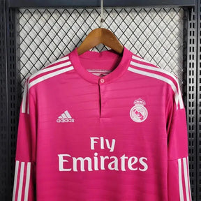 Camisa Real Madrid Away Retrô 2014/15 - Torcedor Masculina Rosa Manga Longa - Netmantos