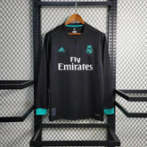 Camisa Real Madrid Away Retrô 2017/18 - Torcedor Masculina Preta e Azul Manga Longa - Netmantos