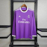 Camisa Real Madrid Away Retrô 2017/18 - Torcedor Masculina Roxa Manga Longa - Netmantos