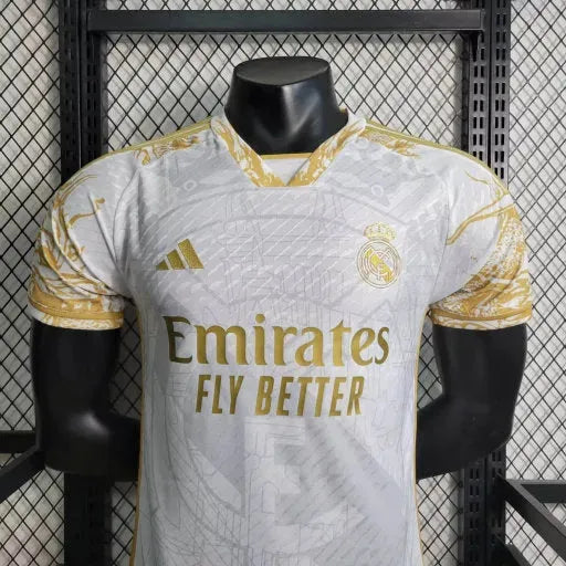 Camisa Real Madrid Edição Especial 23/24 - Jogador Masculina Branca e Dourada - Netmantos