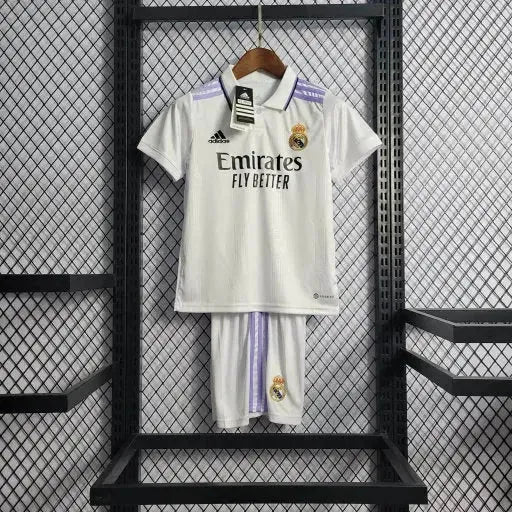 Camisa Real Madrid Home 22/23 - Torcedor Infantil Branca e Roxa - Netmantos