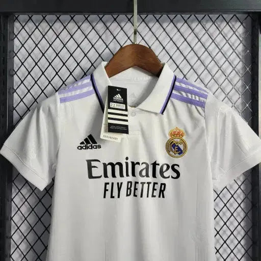 Camisa Real Madrid Home 22/23 - Torcedor Infantil Branca e Roxa - Netmantos
