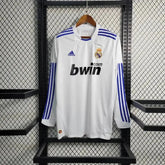 Camisa Real Madrid Home Retrô 2010/11 - Torcedor Masculina Branca Manga Longa - Netmantos