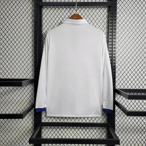 Camisa Real Madrid Main Retrô 2016/17 - Torcedor Masculina Branca Manga Longa - Netmantos