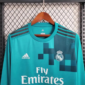 Camisa Real Madrid Retrô 2017/18 - Torcedor Masculina Azul Manga Longa - Netmantos