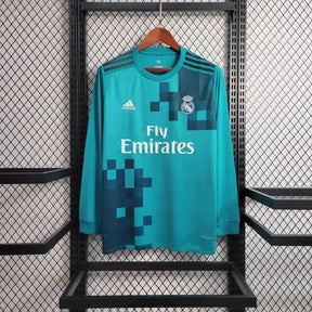 Camisa Real Madrid Retrô 2017/18 - Torcedor Masculina Azul Manga Longa - Netmantos
