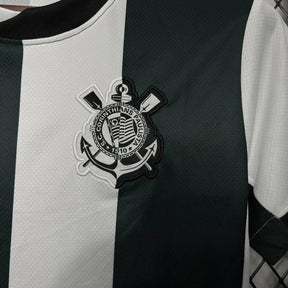 Camisa Timão Third Away 24/25 - Torcedor Feminina Preta e Branca Listrada - Netmantos