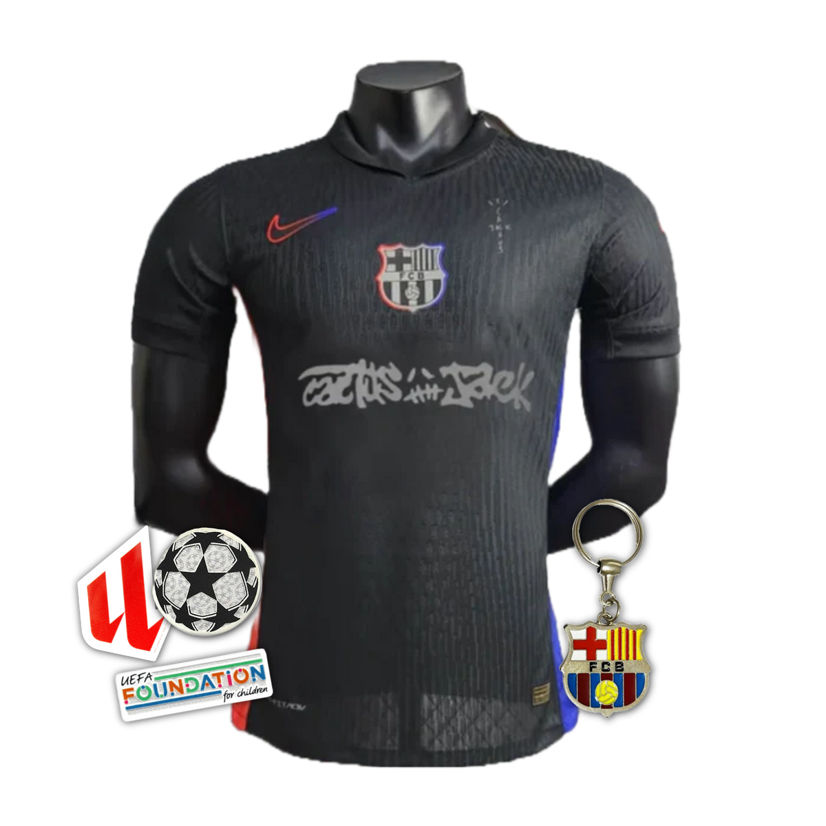 Maglia Barcellona TRAVIS SCOTT Away 24/25 - Uomo Giocatore Nero