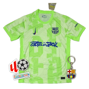 Maglia da trasferta del Barcellona TRAVIS SCOTT 24/25 - Verde tifoso da uomo