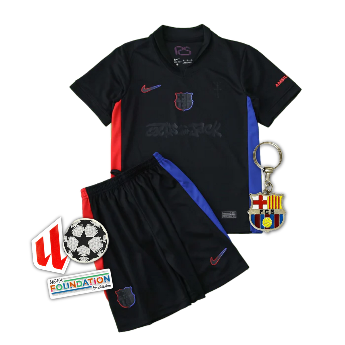 Maglia Barcellona TRAVIS SCOTT Away 24/25 - Nero per bambini