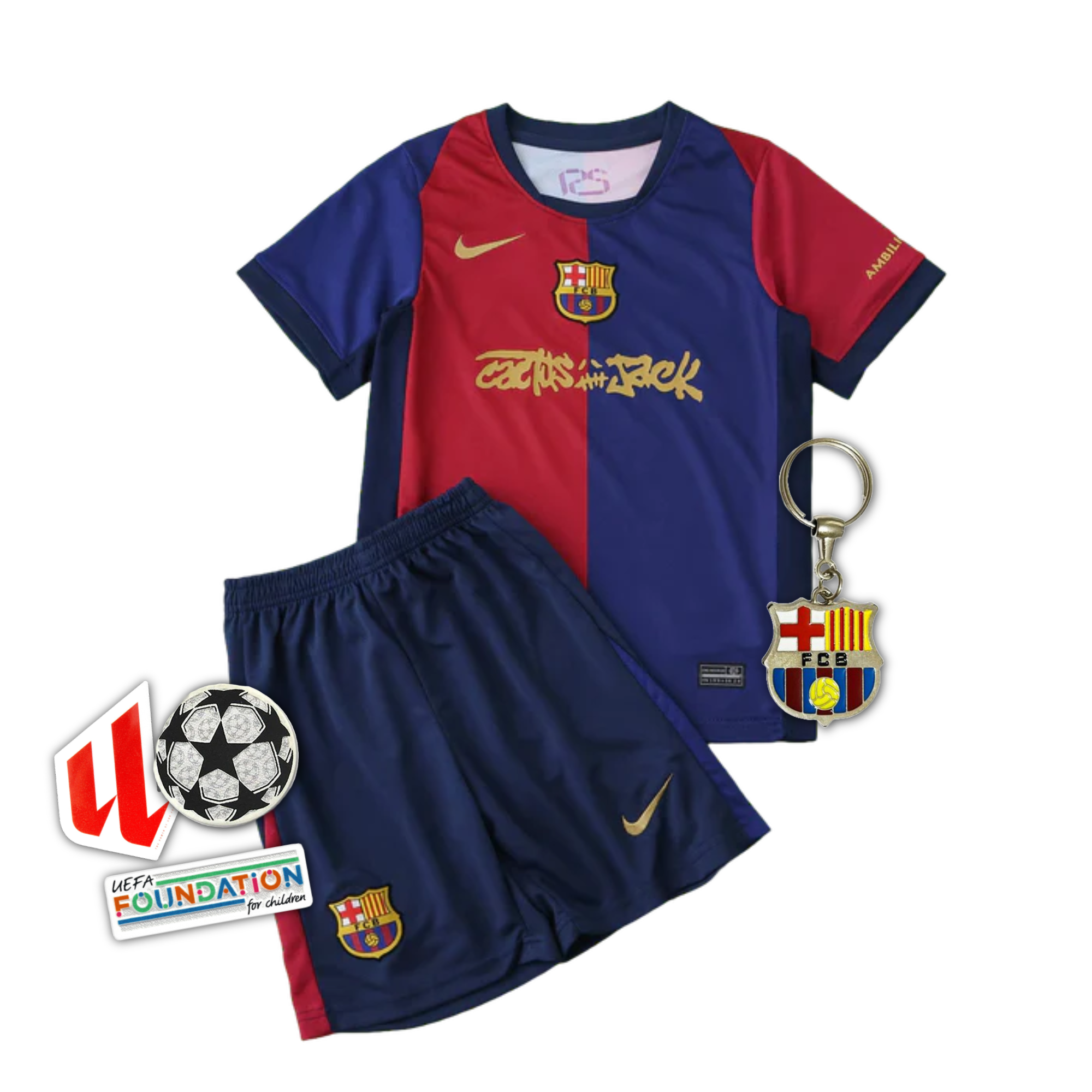 Barcelona TRAVIS SCOTT 24/25 Home Kids Shirt Kit