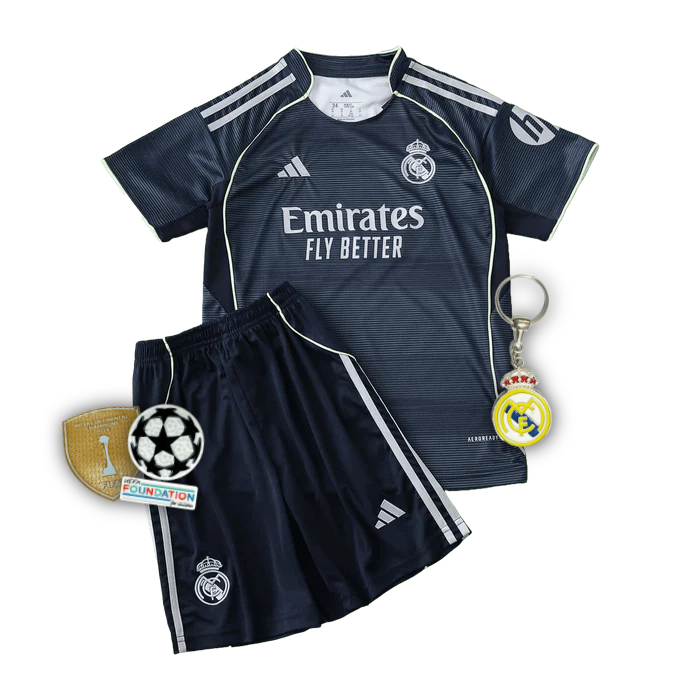Real Madrid Away Shirt 25/26 - Kids Fan Black