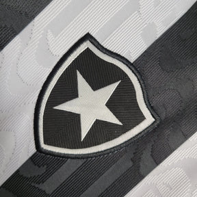 Camisa Bota Fogo Home 23/24 - Torcedor Feminina Preta e Branca - Netmantos