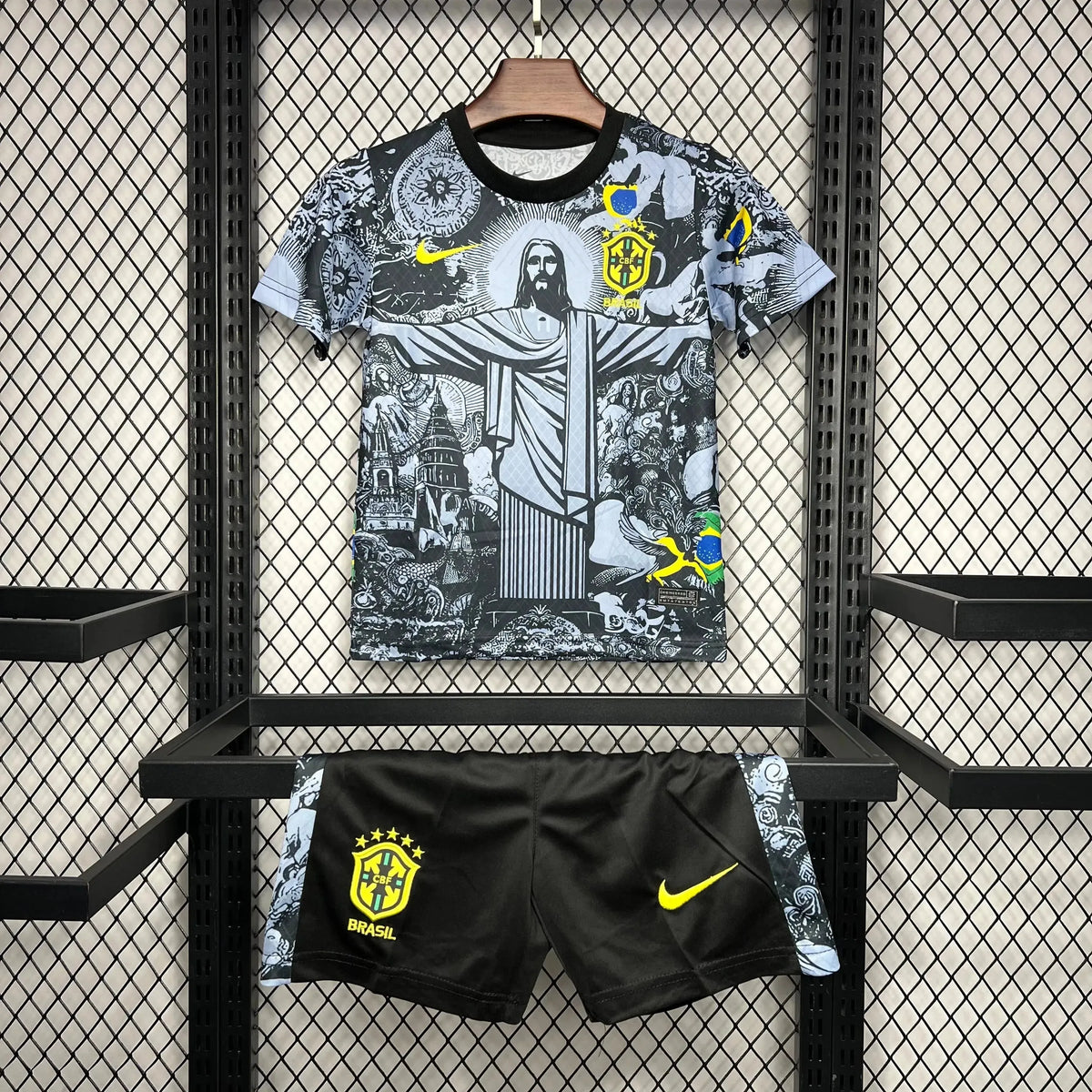 Camisa Brasil Edição Especial Cristo Redentor 24/25 - Torcedor Infantil Cinza - Netmantos
