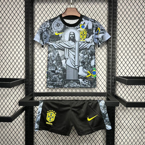 Camisa Brasil Edição Especial Cristo Redentor 24/25 - Torcedor Infantil Cinza - Netmantos