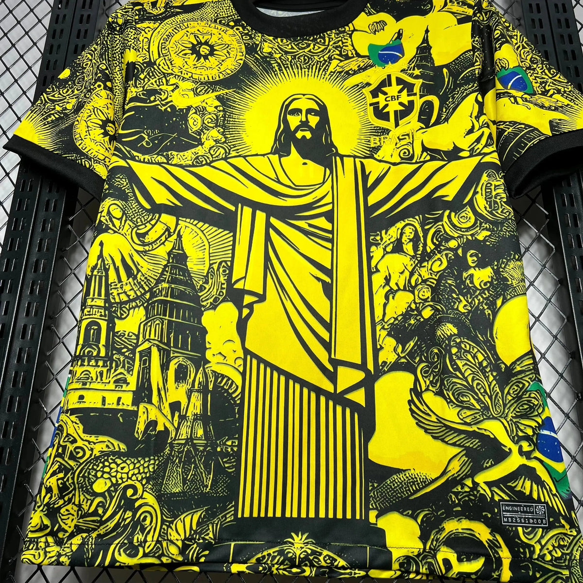 Camisa Brasil Edição Especial Cristo Redentor - Torcedor Masculina Amarela - Netmantos