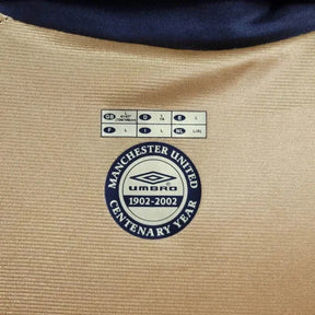 Camisa Manchester United Retrô Edição 100 Anos 01/02 - Torcedor Masculina Branco, Preto e Dourado - Dupla Face - Netmantos