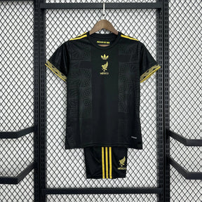 Camisa México Gold 25/26 - Torcedor Infantil Preta e Dourada - Netmantos