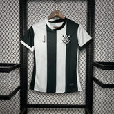 Camisa Timão Third Away 24/25 - Torcedor Feminina Preta e Branca Listrada - Netmantos