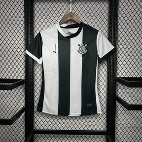 Camisa Timão Third Away 24/25 - Torcedor Feminina Preta e Branca Listrada - Netmantos